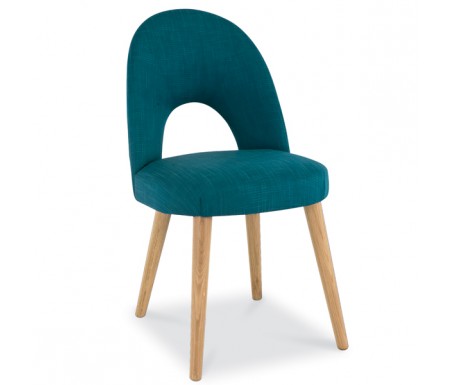 Bentley Designs Oslo Oak Teal Fabric Upholstered Dining Chair